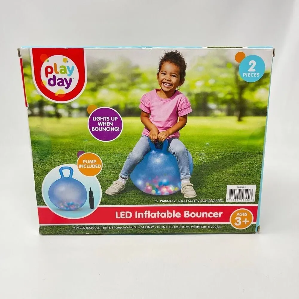 Play day LED Inflatable Bouncer Ball Toy 3+ Pump included 220 lb New NIB